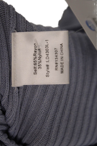 Line & Dot Women Sweater Dress V-Neck Striped Light Blue Long Sleeve Size S