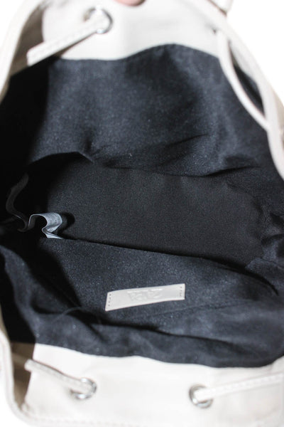 Zara Womens Double Strap Triple Pocket Front Leather Backpack Handbag Beige