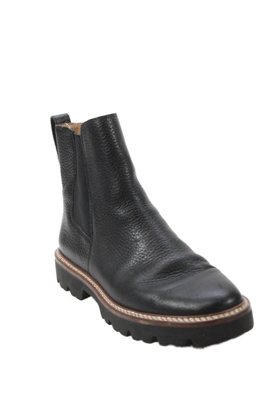 Madewell Womens Slip On Block Heel Round Toe Ankle Boots Black Leather Size 7