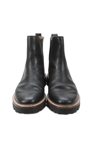 Madewell Womens Slip On Block Heel Round Toe Ankle Boots Black Leather Size 7