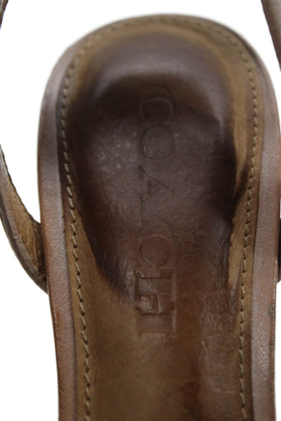 Coach Women's Open Toe Strappy Leather Sandals Brown Size 5.5