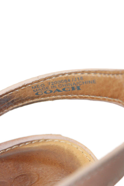 Coach Women's Open Toe Strappy Leather Sandals Brown Size 5.5