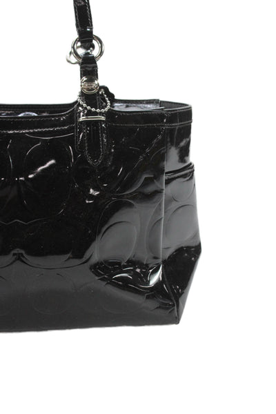 Coach Women's Zip Closure Patent Leather Black Tote Handbag
