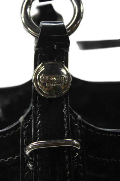 Coach Women's Zip Closure Patent Leather Black Tote Handbag