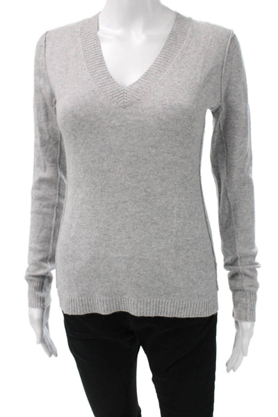 Aqua Women Pullover Cashmere V-Neck Long Sleeve Gray Size XS