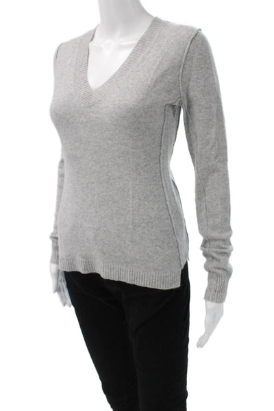 Aqua Women Pullover Cashmere V-Neck Long Sleeve Gray Size XS