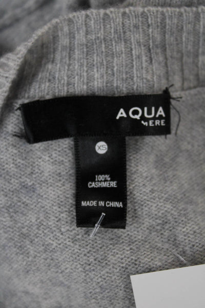 Aqua Women Pullover Cashmere V-Neck Long Sleeve Gray Size XS