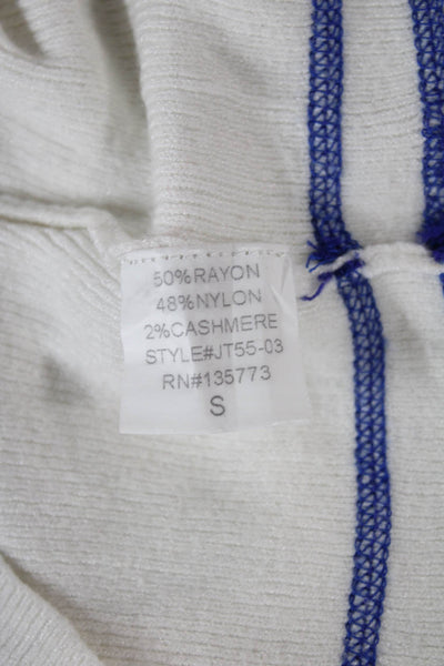 Olivaceous Womens White V-Neck Striped Pullover Sweater Size S