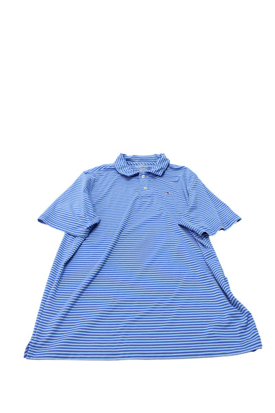 Vineyard Vines Childrens Boys Striped Polo Shirt Blue Size 18