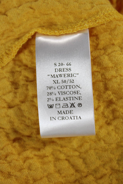 Igor Women Kaftan Maxi Yellow Sleeveless Round Neck Cotton Blend Dress Size XL