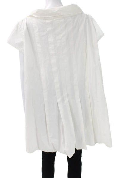Luukaa Womens A-Line Swing Graphic Cotton Blouse White Short Sleeve Size 20