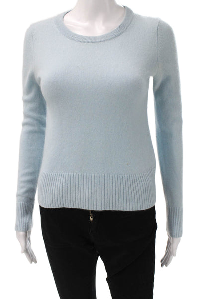 White + Warren Women Light Blue Cashmere Crew Zip Pullover Size XS