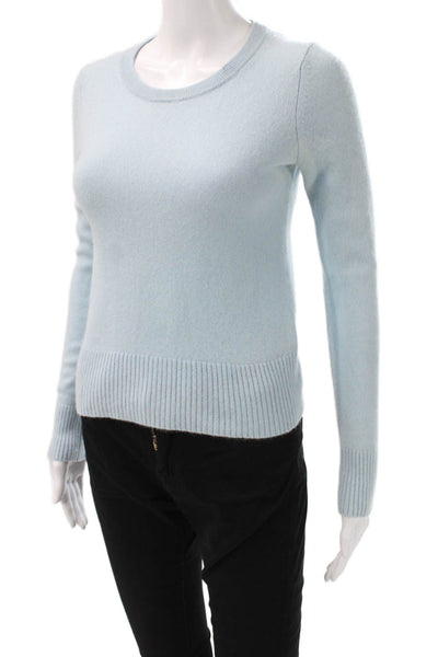 White + Warren Women Light Blue Cashmere Crew Zip Pullover Size XS