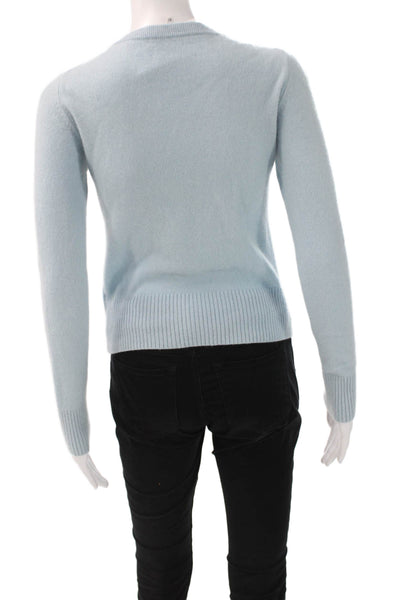 White + Warren Women Light Blue Cashmere Crew Zip Pullover Size XS