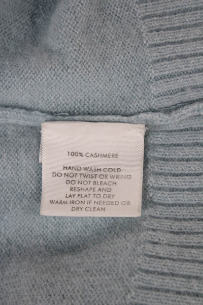 White + Warren Women Light Blue Cashmere Crew Zip Pullover Size XS