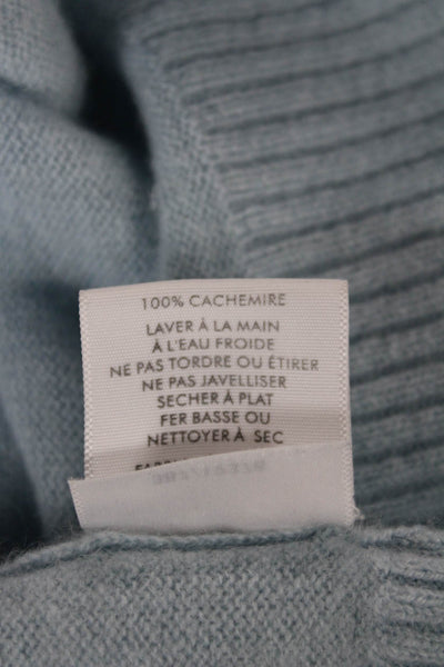 White + Warren Women Light Blue Cashmere Crew Zip Pullover Size XS