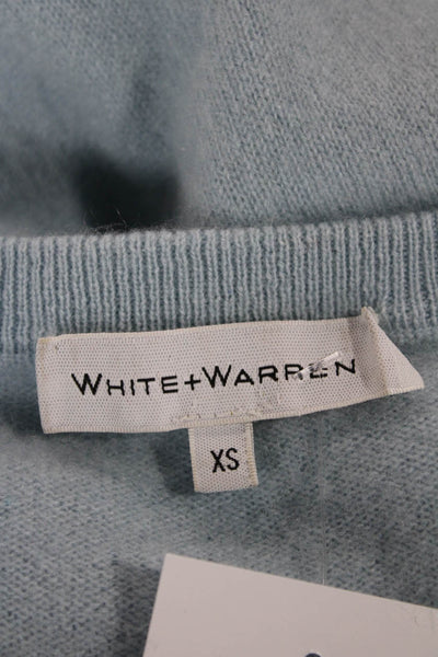 White + Warren Women Light Blue Cashmere Crew Zip Pullover Size XS
