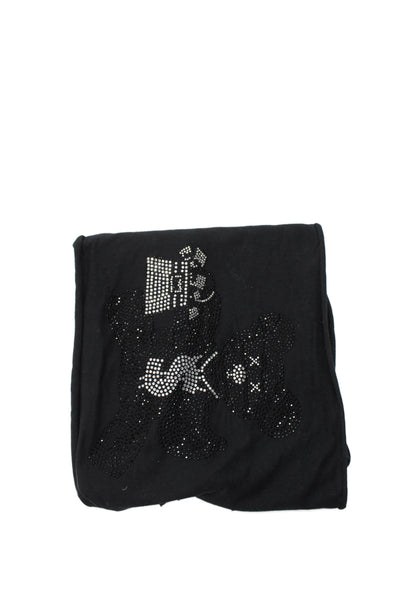 Iodtrussel Womens Jeweled Detail Light Weight Scarf Black Cotton