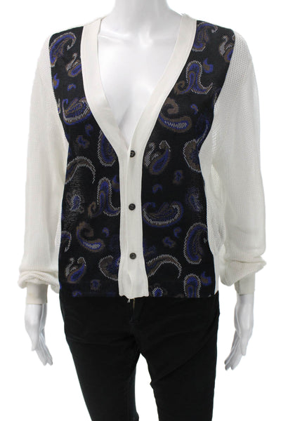 Toga Pulla Unisex Cardigan Black Paisley V-Neck Button Acetate Size 2