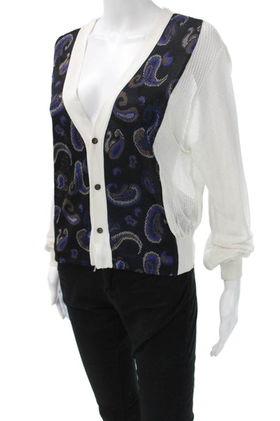 Toga Pulla Unisex Cardigan Black Paisley V-Neck Button Acetate Size 2