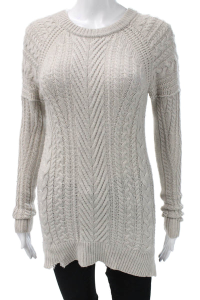 C by Bloomingdales Womens Beige Wool Cashmere Crewneck Pullover Sweater Size XS