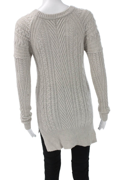 C by Bloomingdales Womens Beige Wool Cashmere Crewneck Pullover Sweater Size XS