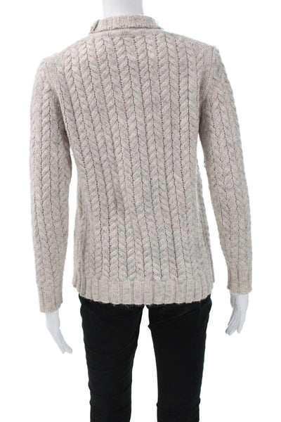 La Vie Women Pullover Mock Neck Beige Merino Blend Long Sleeve Size XS