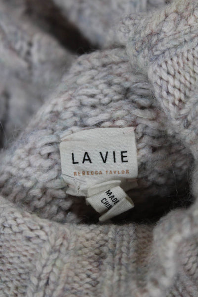 La Vie Women Pullover Mock Neck Beige Merino Blend Long Sleeve Size XS