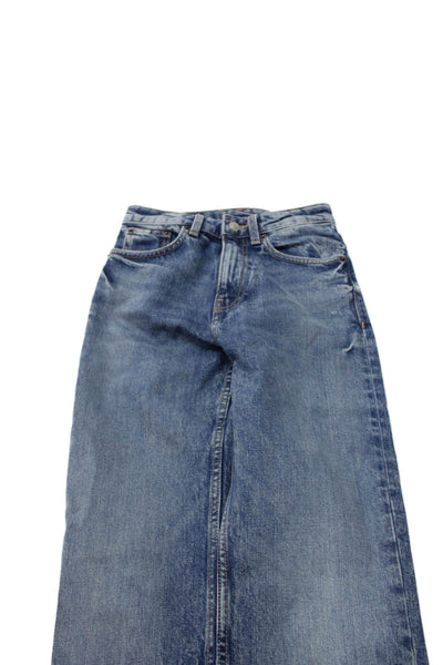 Zara Womens Straight High Rise Blue Denim Jeans Size 0
