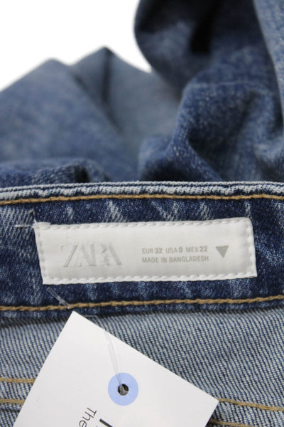 Zara Womens Straight High Rise Blue Denim Jeans Size 0