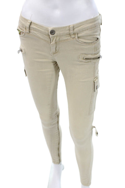 Blank NYC Women Beige Ankle Cargo Jegging 98% Cotton Inseam 30 Size 25