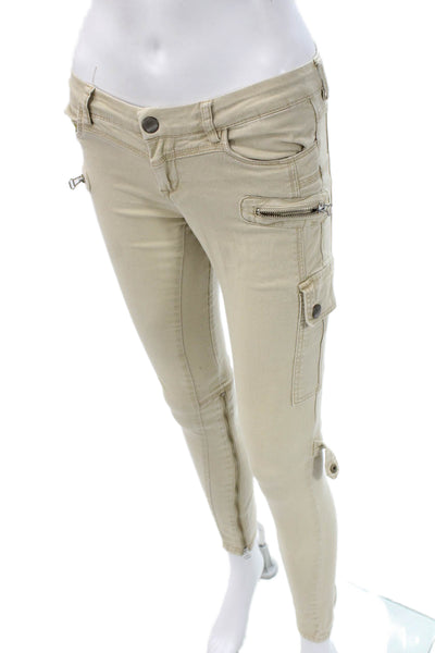 Blank NYC Women Beige Ankle Cargo Jegging 98% Cotton Inseam 30 Size 25