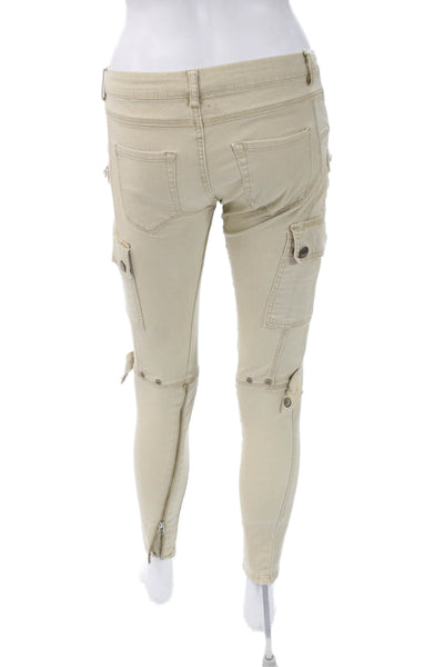 Blank NYC Women Beige Ankle Cargo Jegging 98% Cotton Inseam 30 Size 25