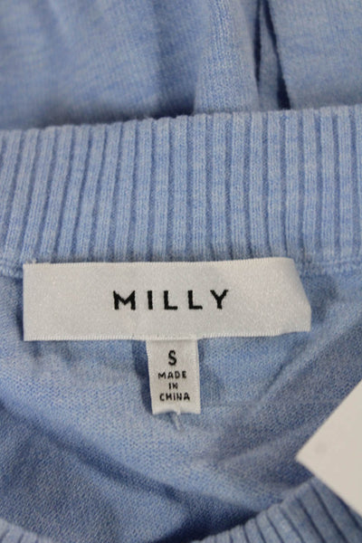 Milly Women Pullover Sweater Light Blue Crew Neck Long Sleeve Size S