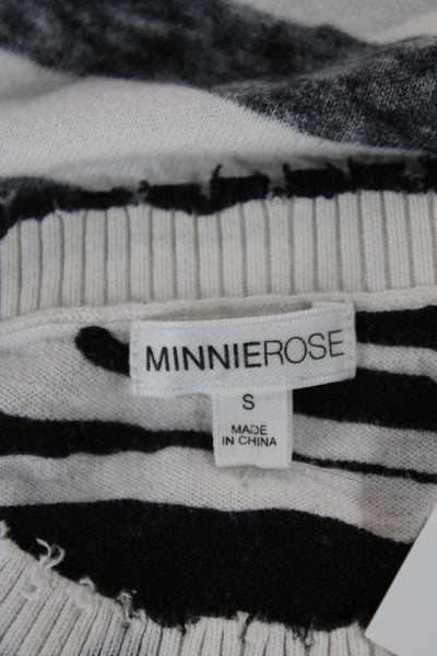 Minnie Rose Womens Pullover Sweater Beige Animal Print Long Sleeve Size S
