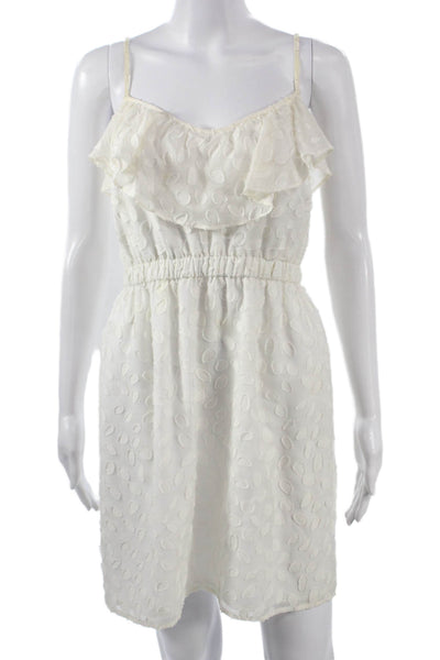 Shoshanna Women Sundress Mini White V-Neck Sleeveless Silk Polka Dot Size 0