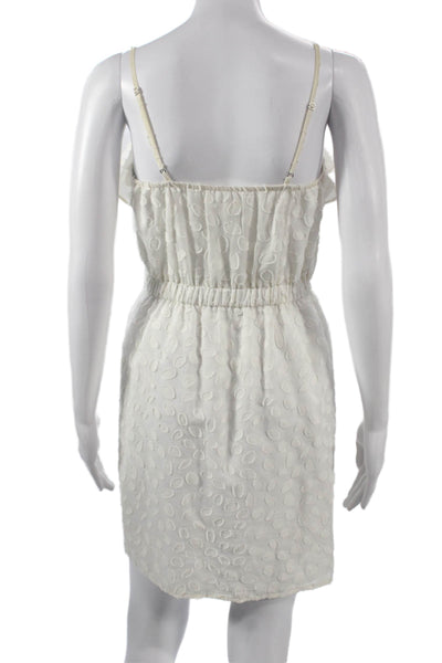 Shoshanna Women Sundress Mini White V-Neck Sleeveless Silk Polka Dot Size 0