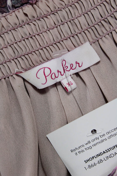 Parker Womens Blouson Wrap Dress Pink V-Neck Long Sleeve Size XS