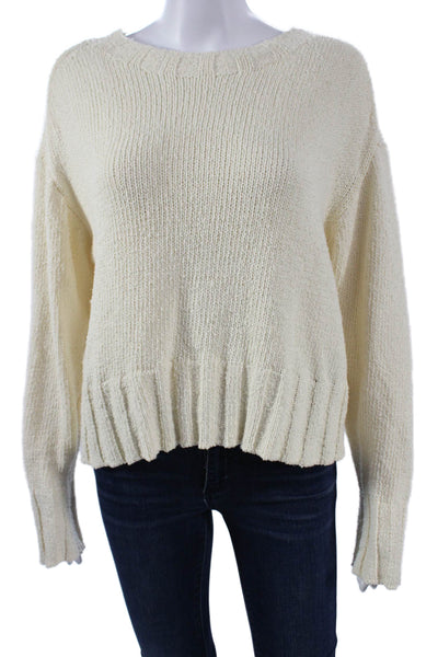 J Crew Women Pullover Sweater Beige Crew Neck Long Sleeve Cotton Blend Size M
