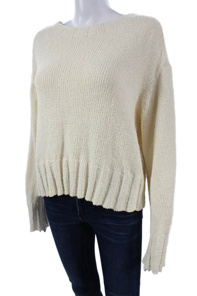 J Crew Women Pullover Sweater Beige Crew Neck Long Sleeve Cotton Blend Size M