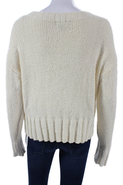 J Crew Women Pullover Sweater Beige Crew Neck Long Sleeve Cotton Blend Size M