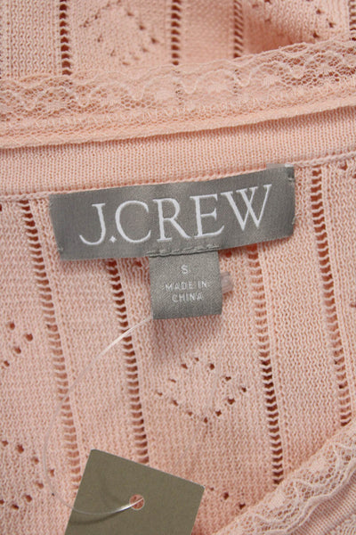 J Crew Womens Cardigan Pink Cotton V Neck Button Short Sleeve Size S