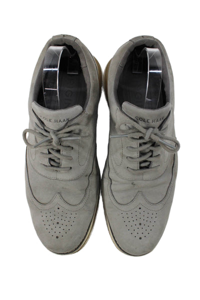 Cole Haan Suede Lace Up Walking Sneakers Grey Size 10 Wide
