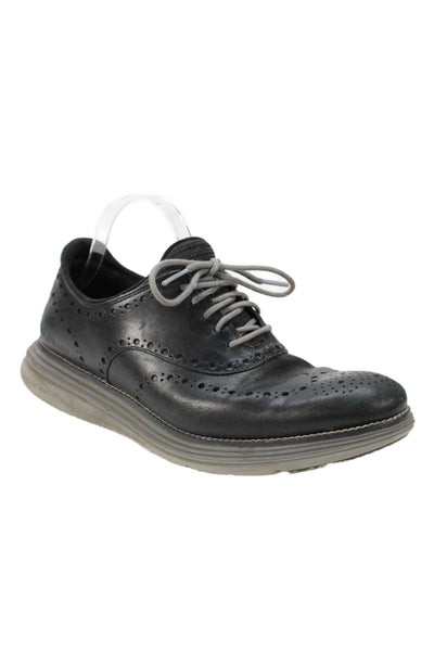 Cole Haan Mens Leather Lace Up Walking Sneakers Black Size 10 Medium