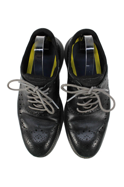 Cole Haan Mens Leather Lace Up Walking Sneakers Black Size 10 Medium
