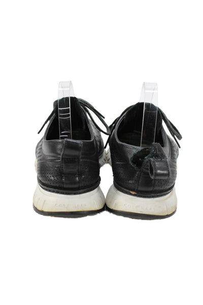 Zero Grand Cole Haan Mens Perforated Leather Sneakers Black Size 10.5 Medium