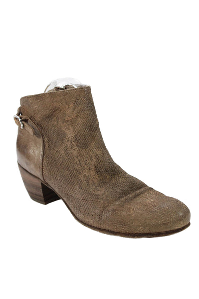 Officine Creative Womens Leather Snakeskin Print Ankle Boots Brown Size 38 8
