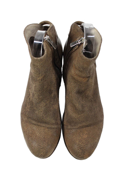 Officine Creative Womens Leather Snakeskin Print Ankle Boots Brown Size 38 8
