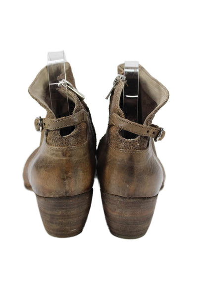 Officine Creative Womens Leather Snakeskin Print Ankle Boots Brown Size 38 8