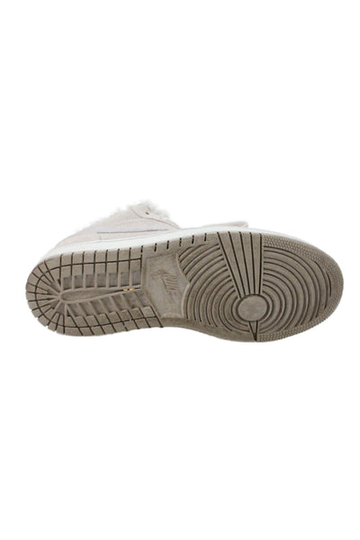 Nike Womens Jordan 1 Low Sherpa Fleece Sneakers Grey Size 8